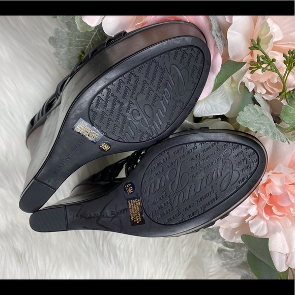 Gianni Binni Leather Platform Wood Wedge Size 9.5 - Picture 7 of 8